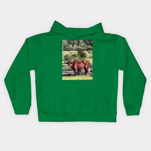 Bulls - Bull in Pasture Kids Hoodie by SusanSavad